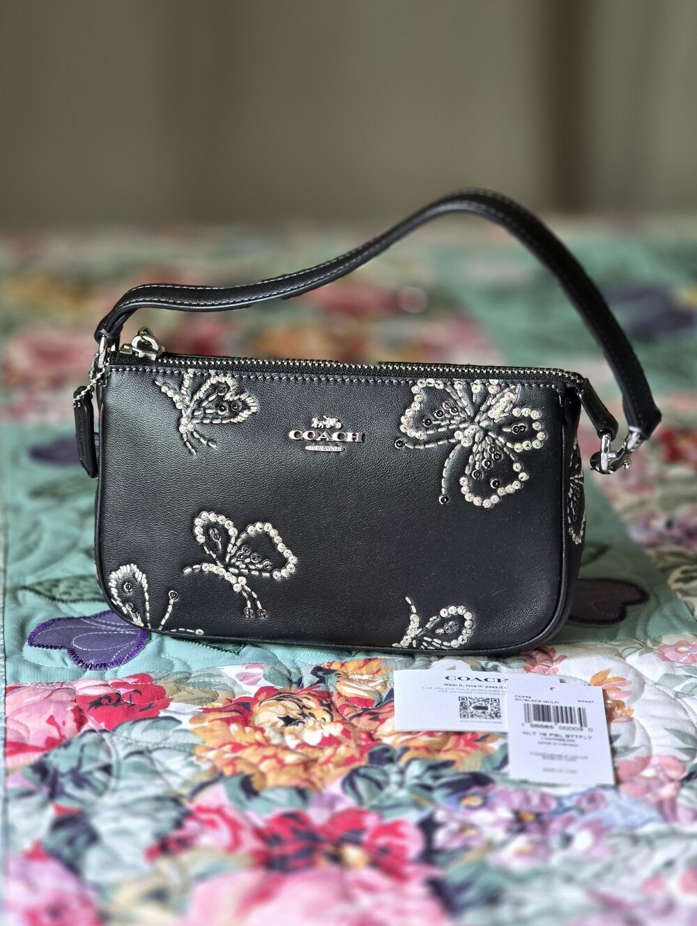 *NWT* COACH Nolita 19 With Sparkly Butterfly Print In Black - Picture 4 of 14